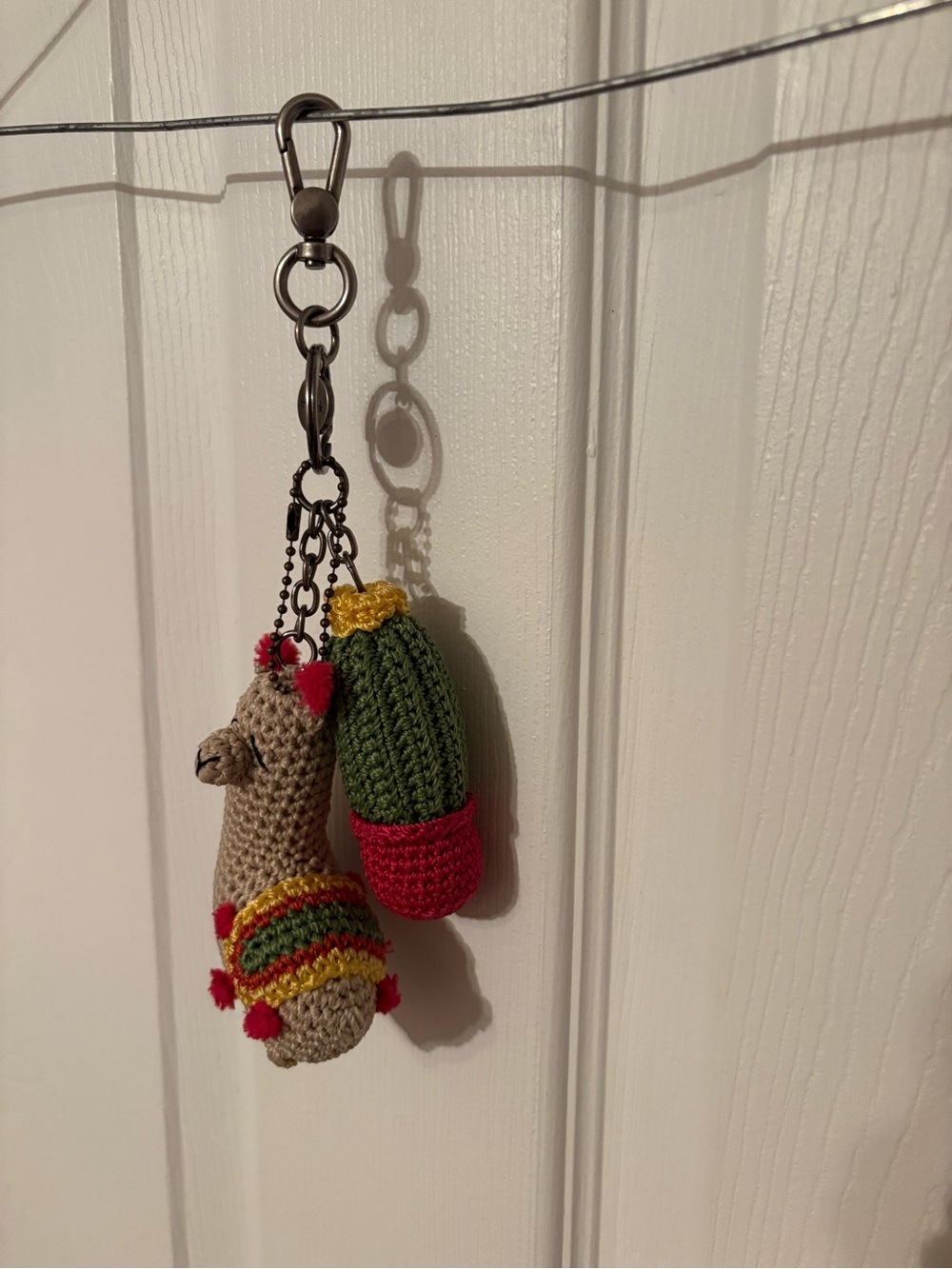The Sak Crocheted Yarnicharmz Llama Keychain in Beige, Green, Red, Yellow - Picture 2 of 2